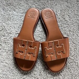 Tory Burch Tan Leather Slides